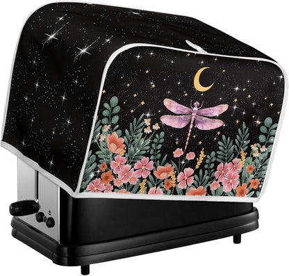 Dragonfly Moon Toaster Cover, Waterproof Bread Toaster Cover for Most 2 Slice Toasters, Kitchen Accessories