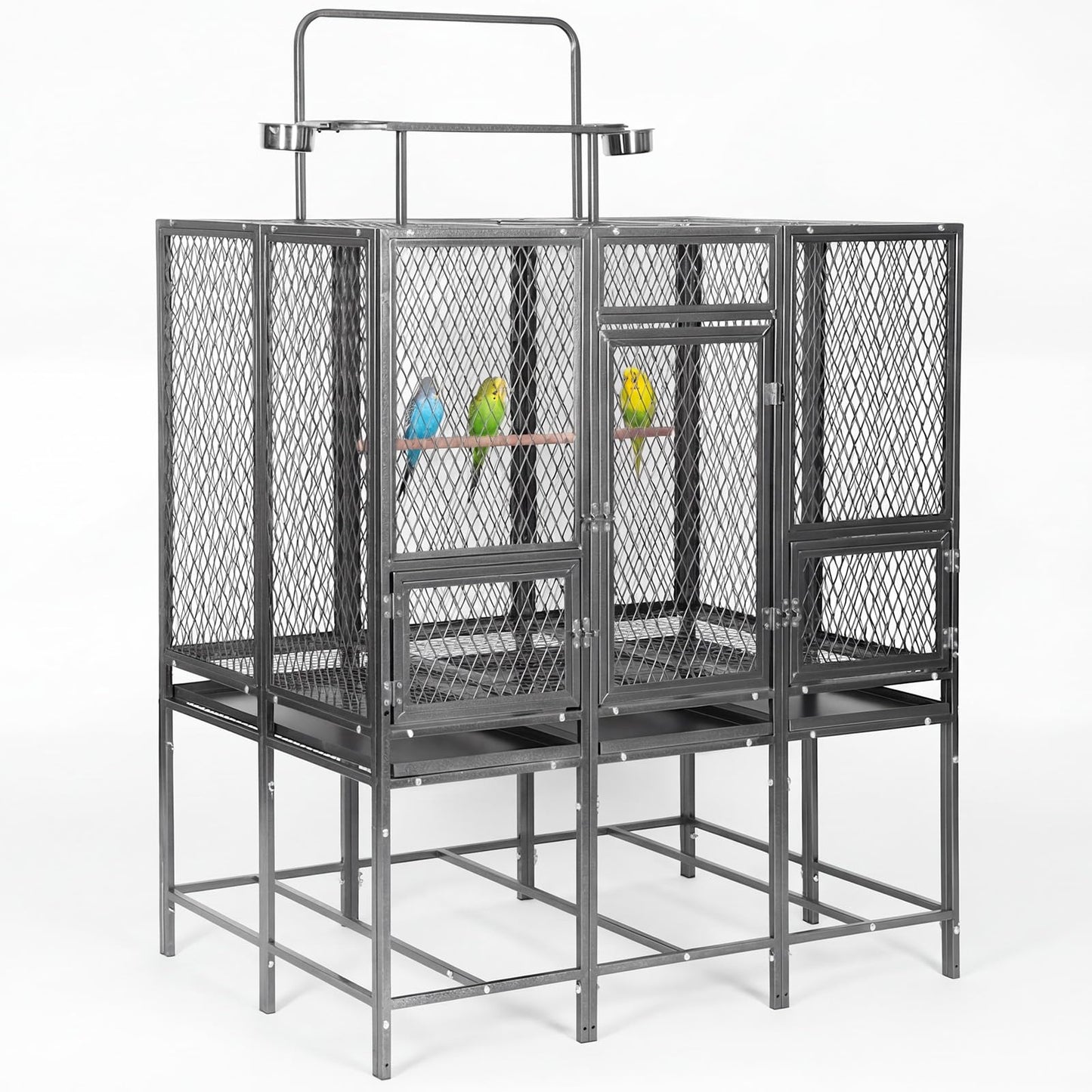 44" W x 65" H Large Bird Cage with Detachable Playtop – Heavy Duty Carbon Steel Flight Cage for Cockatiels, Parakeets, Conures & Lovebirds (Indoor & Outdoor Use)