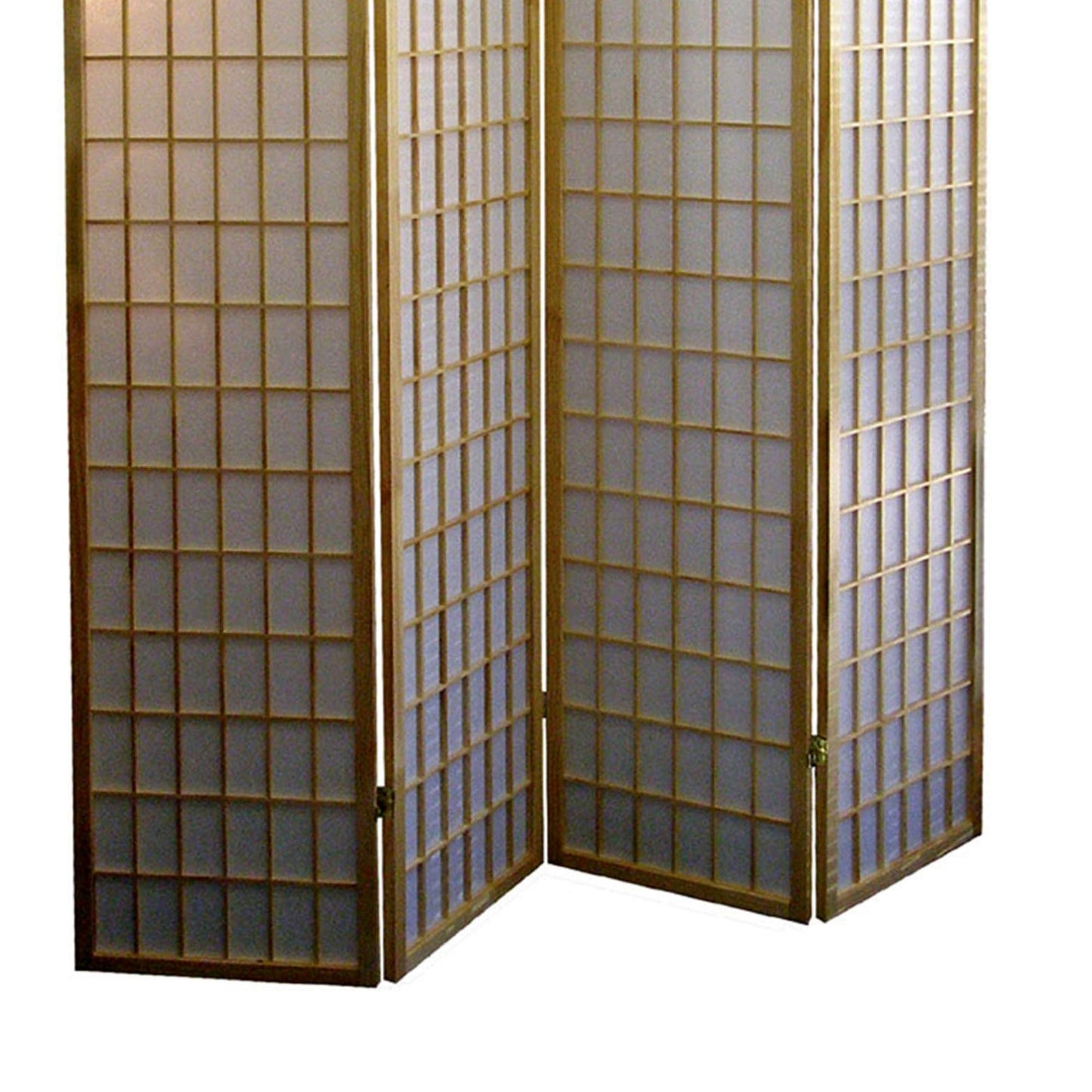 70" Tall 4 Panel Screen, Room Divider, Japanese Style with Natural Wood