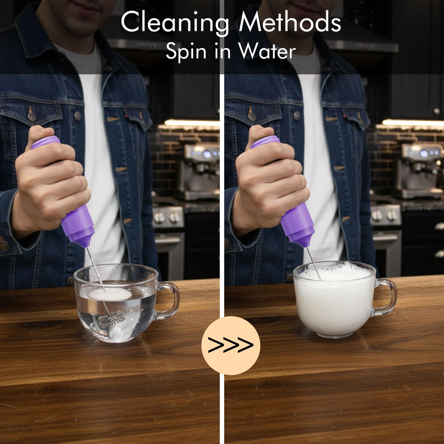 Rechargeable Milk Frother Handheld, 2-IN-1 Dual Spring Whisk Electric Frother Wand for Cappuccino Latte Macchiato, Portable Drink Mixer for Coffee, Matcha, Hot Chocolate