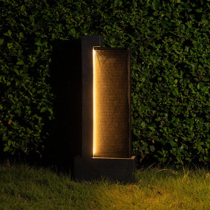 Puulye 39.76" H Outdoor Water Fountain Made with Eco-Friendly Recyclable Materials, Polyethylene Modern Waterfall Water Fountain Outdoor, Garden Decor with LED Light & Pump for Patio, Porch, Backyard