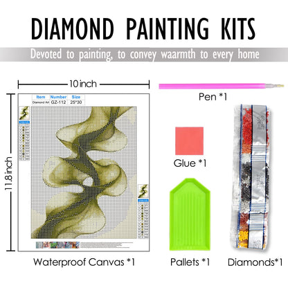 FUHYGU Diamond Painting Kit 9.8x11.8 Inches – Abstract Green Line Art, Modern DIY Full Drill Diamond Art Painting for Adults, Minimalist Wall Decor Home Decoration
