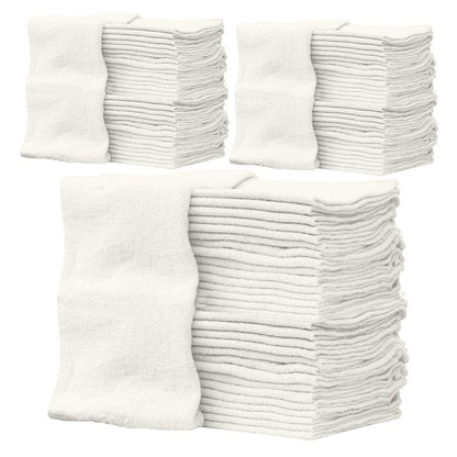 ZUPERIA Cotton Shop Towel – Multipurpose Cleaning Cloths (14" x 12" - Pack of 150 - White) Reusable Shop Rags for Automobiles, Industrial, Restaurants, Garage, and Homes