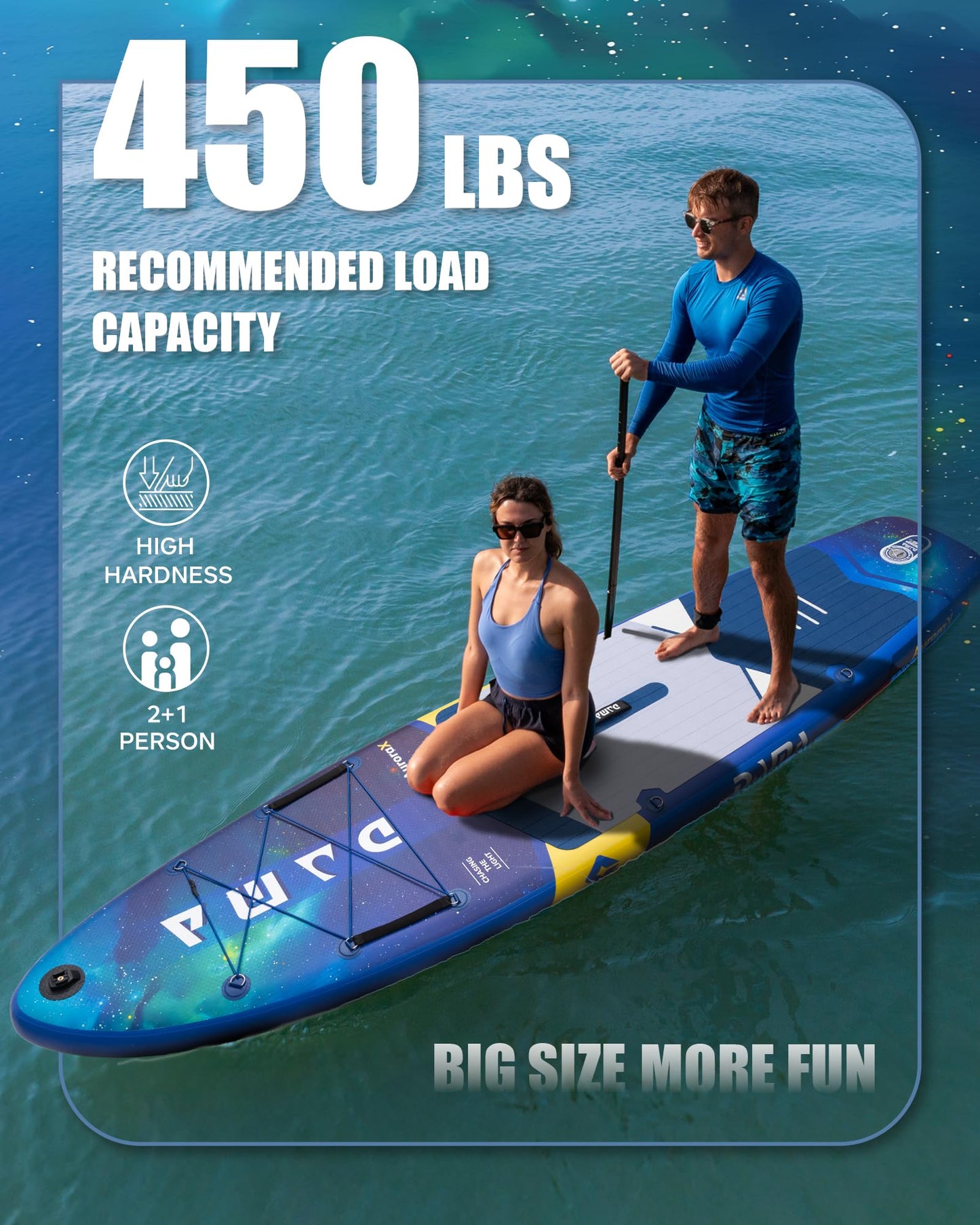 DAMA Stand Up Paddle Board for Family Use on Lakes, Rivers and Coastal Waters, Extra Wide All-Around Design, 11'6" x 34" x 6", 450 lbs Capacity, Stable for Beginners, 2+1 People and Pets