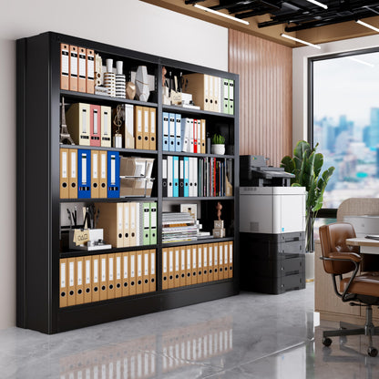 OpolQif Bookshelf, 71" H Tall Black Bookcase, 5-Tier Bookcase Metal Sturdy Bookshelf with Adjustable Shelves,Heavy Duty Book Cases for Living Room, Library, School, Study, Home Office(Black, 73" W)