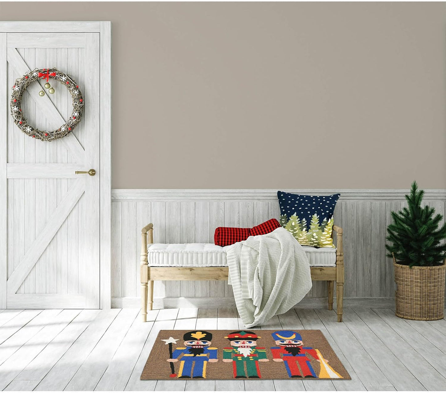 Liora Manne Front Porch Christmas Nutcracker Rug - Multi Indoor/Outdoor Rug, 2' X 3', Red for Holiday Decor
