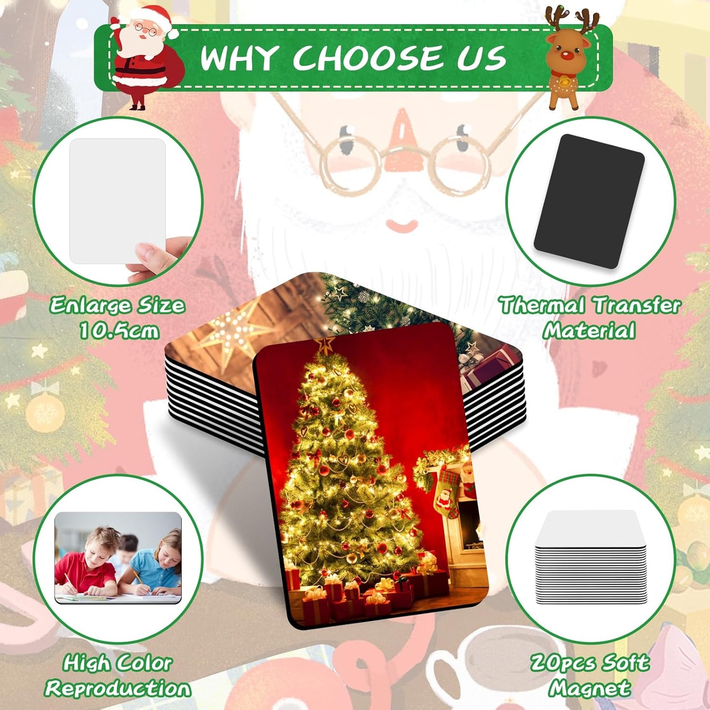 Sublimation Magnet Blanks 4x3 inch, 20PCS Personalized Blanks for DIY Kitchen Refrigerator Office Decor