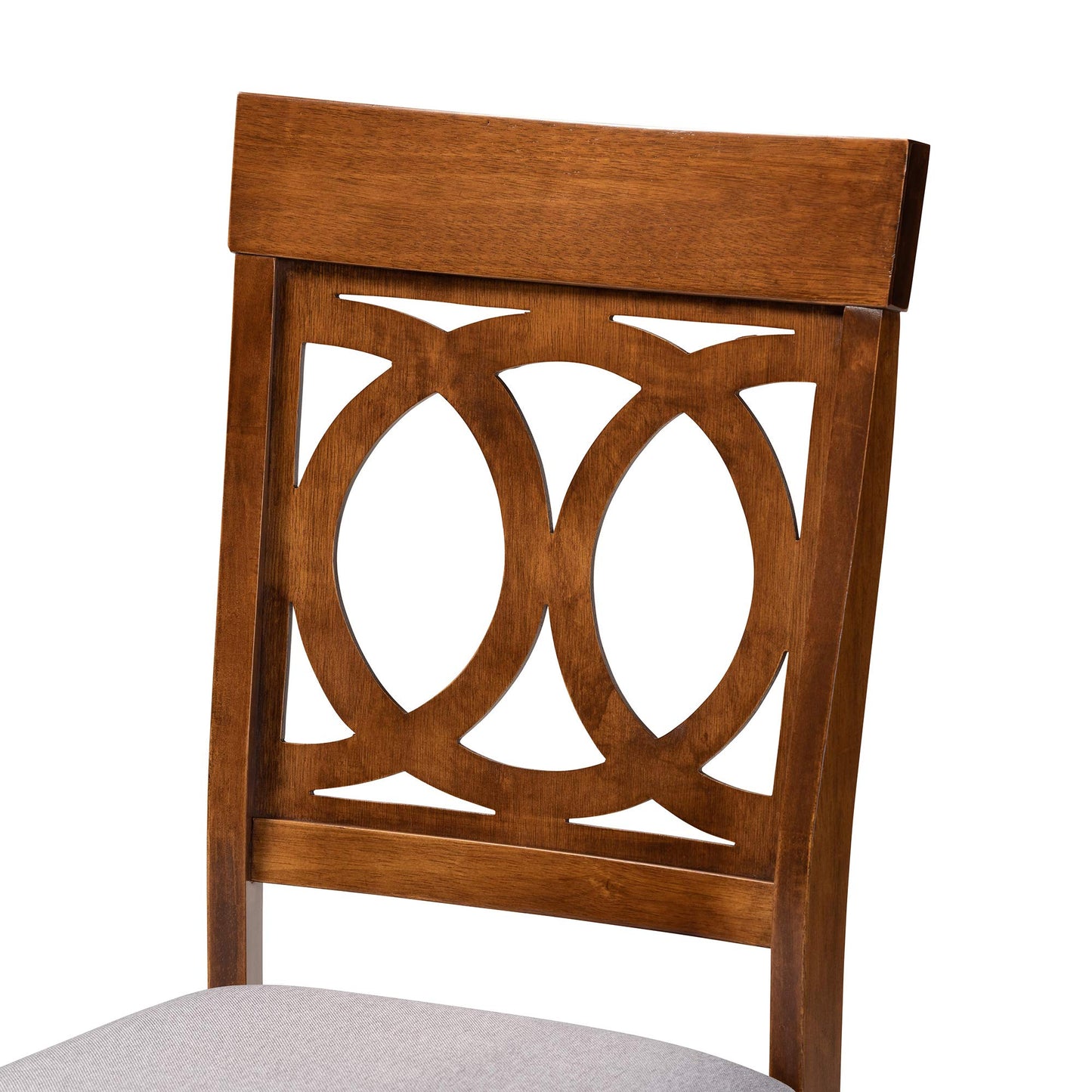 Baxton Studio Lucie 4-Piece Dining Chair Set - Grey Fabric Upholstered With Walnut Brown Finished Wood