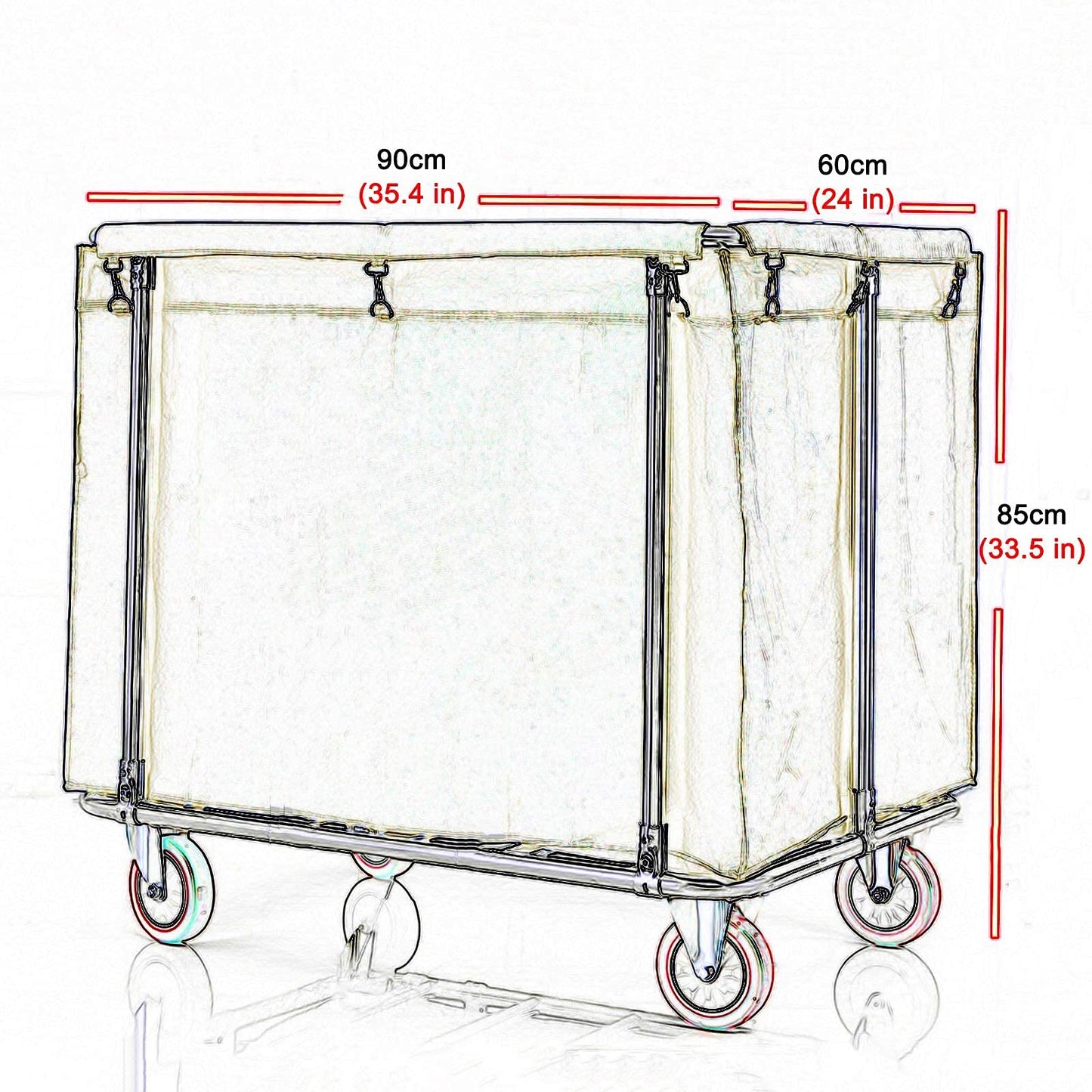 Heavy Duty Laundry Hamper Sorter Cart with 5 Inch Wheels, Large Rolling Trolley for Commercial/Industrial/Salon/Hotel - 330lbs Capacity (Blue 6 Tube) (Brown 6 Tube)