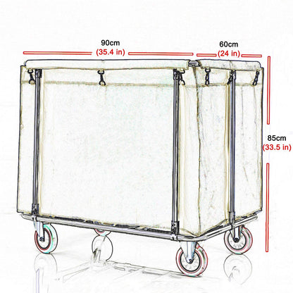 Heavy Duty Laundry Hamper Sorter Cart with 5 Inch Wheels, Large Rolling Trolley for Commercial/Industrial/Salon/Hotel - 330lbs Capacity (Blue 6 Tube) (Brown 6 Tube)