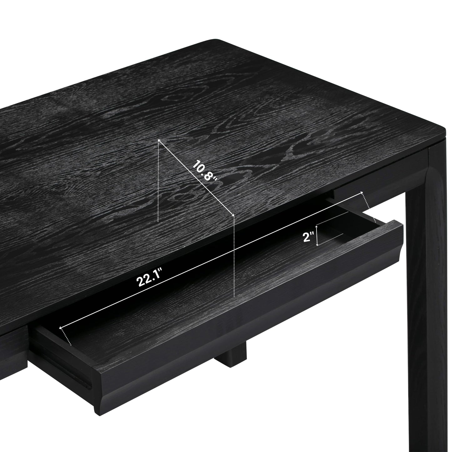 NTC Flow Modern Wooden Rectangle Desk Table with Hidden Drawer – Waterproof & Heat Resistant, Burnt Black