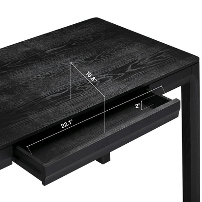 NTC Flow Modern Wooden Rectangle Desk Table with Hidden Drawer – Waterproof & Heat Resistant, Burnt Black