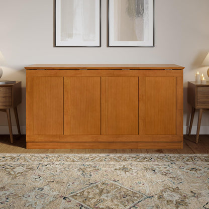 AFI Westfield Queen Murphy Bed Chest with 6-Inch Folding Mattress, Light Toffee