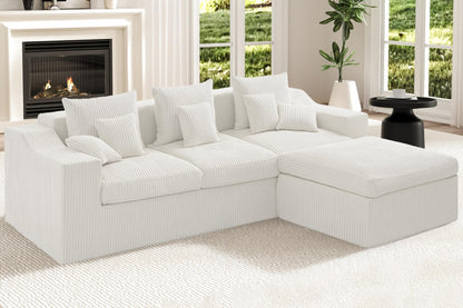 101" Modular Couch Sectionals with Ottoman, Big Comfy Cloud Couches, L Shaped 4 Seat Modular Sectional Sofa, Sectional Double Cushion Couches with Deep Seat for Living Room,No Assembly Required(Beige)