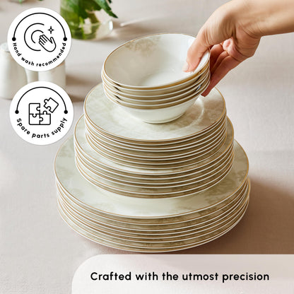 Karaca Siena 53-Piece Porcelain Plates and Bowls Set with Dinner & Dessert Plates, Shakers - Bone China Dishware Sets - Kitchen Dinnerware Set for 12 People