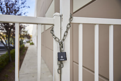 BRINKS - 44mm Commercial Laminated Steel Weather Resistant Padlock with 2 3/8” Shackle - TPE Wrapped and Hardened Boron Steel Shackle