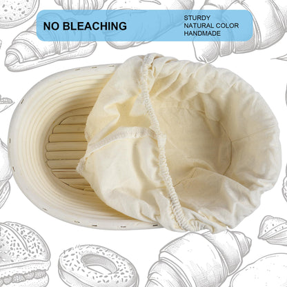 3Pcs Banneton Bread Proofing Basket, 10 inch Oval Banneton Basket,Sourdough Proofing Basket,Bread Bowl Handmade Rattan Baskets and Liners for Professional & Home Sourdough Bread Baking