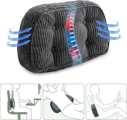 HIGOGOGO Lumbar Support Pillow for Recliner Chair/Accent Chair/Couch/Office Chair, Tufted Corduroy Back Support Cushion