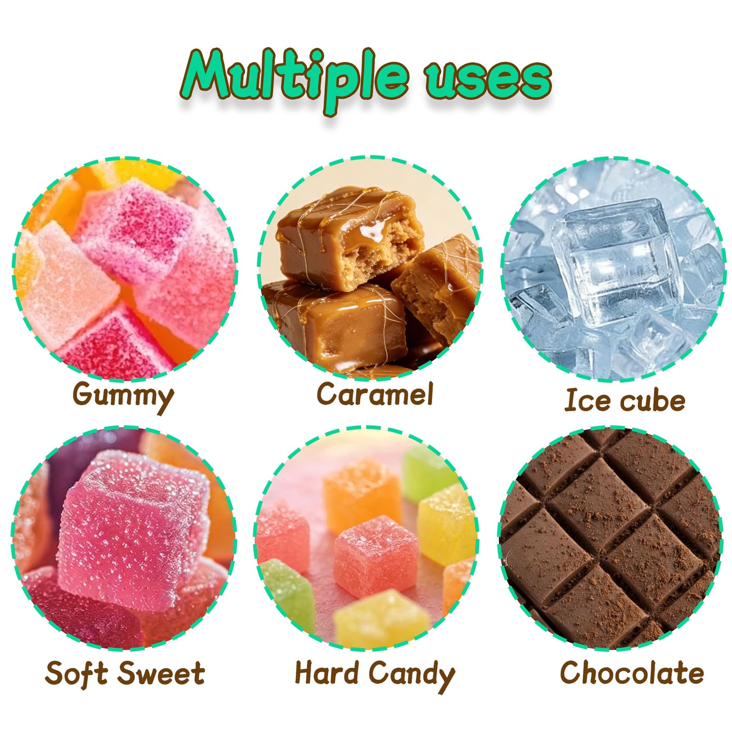 3Pack Square Silicone Candy Molds,126- Cavity Non-Stick Mini Gummy Mold for Caramel,Hard Candy,Ice Cube,Chocolate,Ganache (126-Cavity)