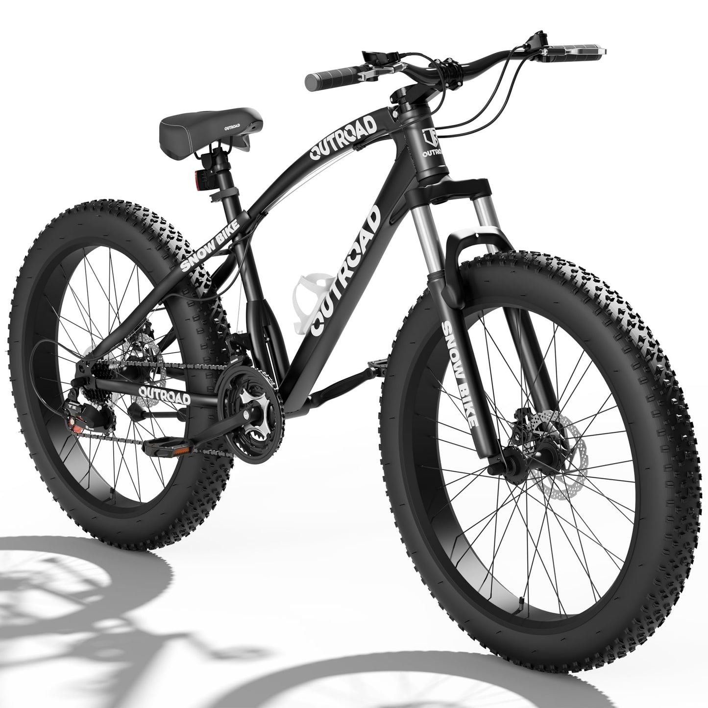 Incbruce 26 Inch Fat Tire Mountain Bike, High Carbon Steel Frame, 21 Speed MTB with Dual Disc Brakes for Men/Women/Adults (Black)