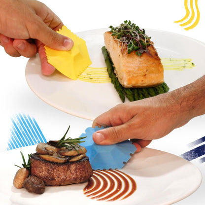 ZOCOZ Chef Plating Tools Culinary Set - 2 Silicone Wedges with 12 Patterns - Professional Chef Tools for Food Plating, Pastry Art, and Chef Gifts