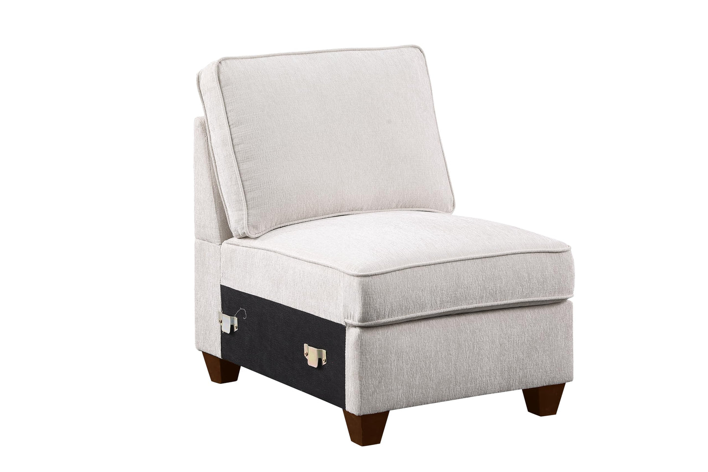 Ball & Cast 127" L-Shaped Sectional Couch with Movable Ottoman&6 Throw Pillow,7 Seat Chenille Upholstered Sofa W/2 Cup Holder,USB Port&Hidden Storage Box,DIY Combination,for Livingroom,Apartment,Beige