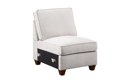 Ball & Cast 127" L-Shaped Sectional Couch with Movable Ottoman&6 Throw Pillow,7 Seat Chenille Upholstered Sofa W/2 Cup Holder,USB Port&Hidden Storage Box,DIY Combination,for Livingroom,Apartment,Beige