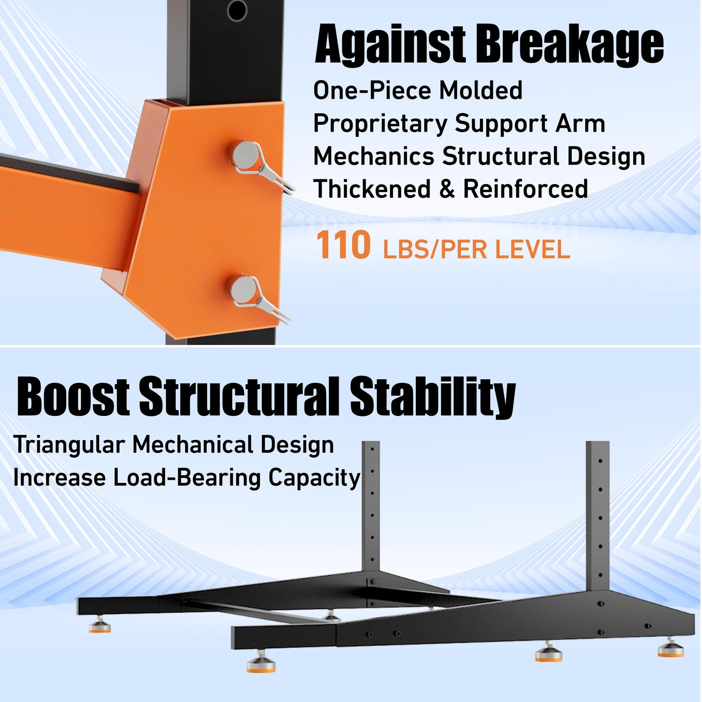AlloyLake 4-Tier Freestanding Kayak Rack, Pro-Grade Heavy Duty Outdoor Storage for 4 Boats, 440 lbs Max Capacity, Rust-Proof 304 Stainless Steel Hardware (Orange)