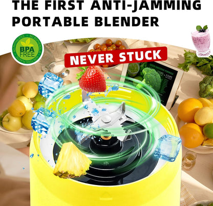 Portable Blender, Anti-Jamming 300 Watt for Shakes and Smoothies, 24oz USB Rechargeable Travel Blender with BPA Free