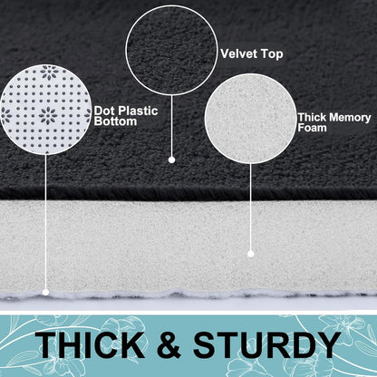 Smiry Memory Foam Bath Mat - Extra Soft, Absorbent, Non-Slip Bathroom Carpet | 30x20, Black