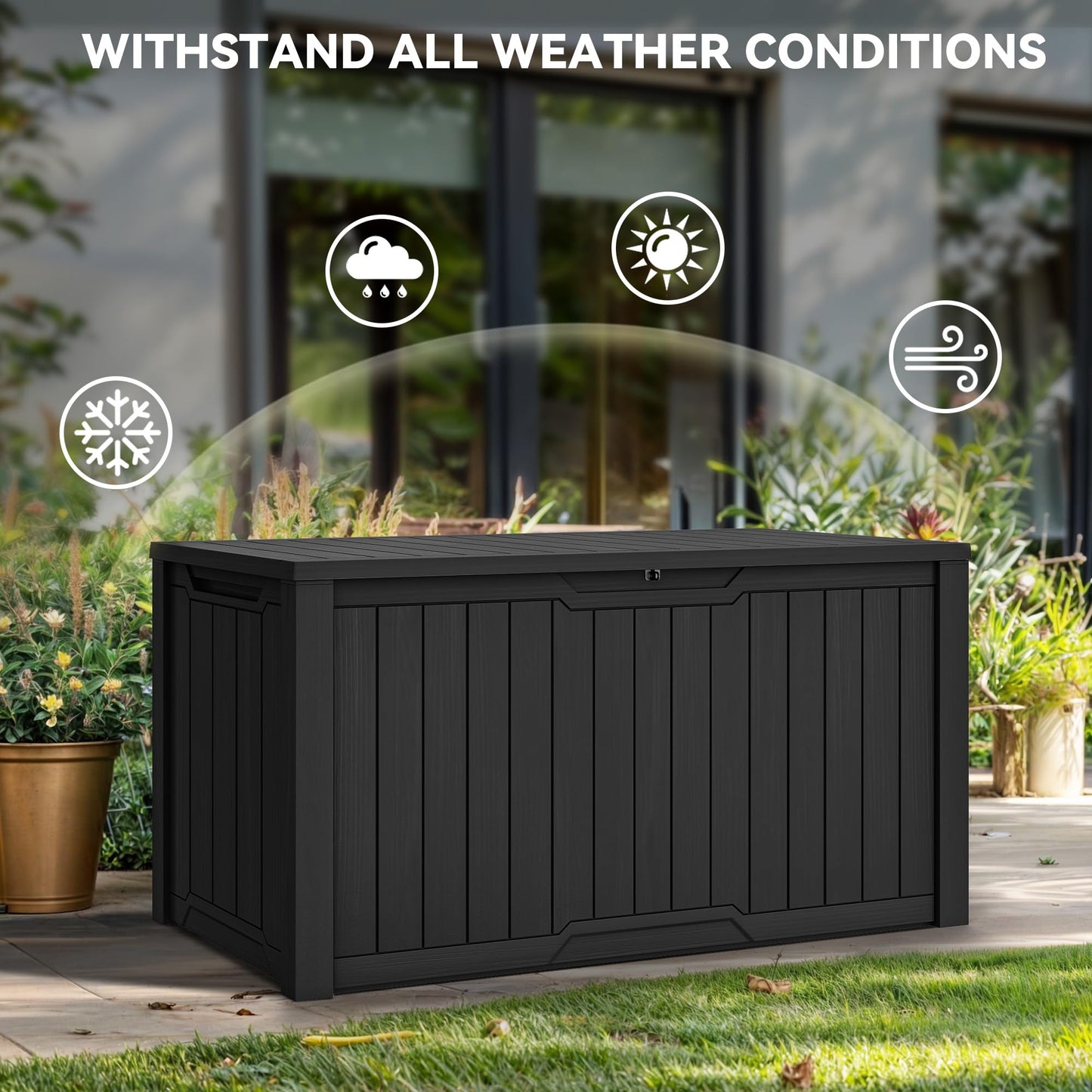 YITAHOME XXL 240 Gallon Large Outdoor Storage Deck Box for Patio Furniture, Outdoor Cushions, Garden Tools and Sports/Pools Equipment, Weather Resistant Resin, Lockable (Black)