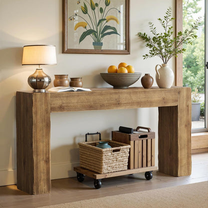 Tribesigns 63-Inch Solid Wood Console Sofa Table, Farmhouse Long Entryway Table Behind Couch for Living Room, Entrance, Hallway, Foyer, Easy Assembly