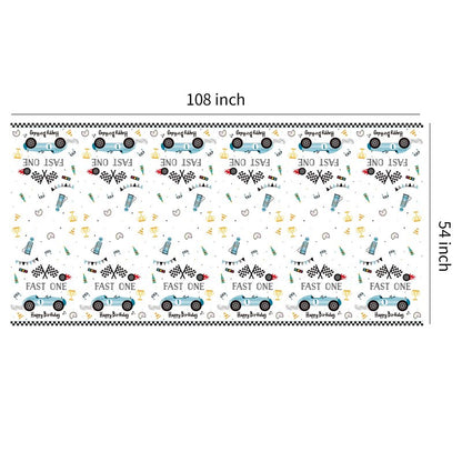 Suhelkit Fast One Birthday Decorations for Boys Tablecloth - Blue Race Car 1st Birthday Party Supplies Table Covers for Racing Car First | 3 Pack (54in x 108in)