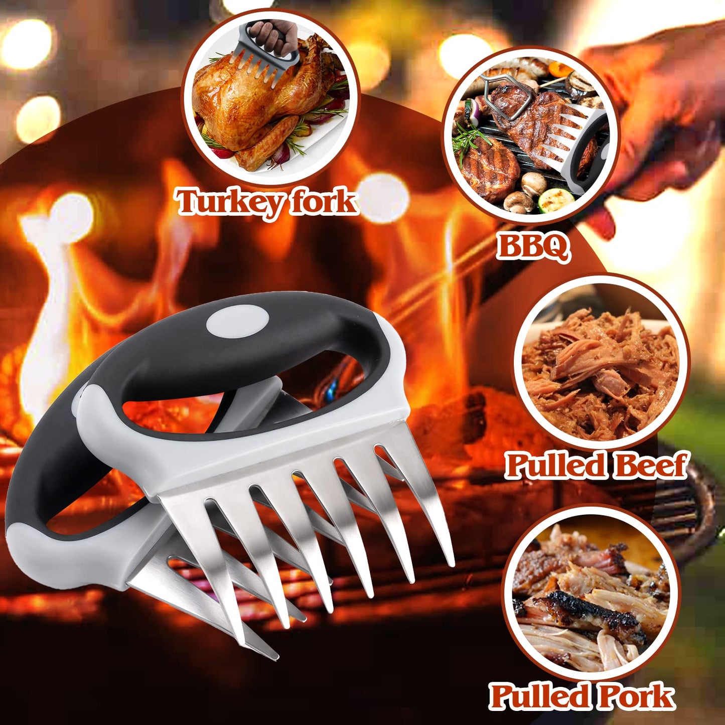 Lisnoway Meat Claws for Shredding, Metal Set of 2 Tools, Chicken Shredder, Meat Shredder Claws, BBQ Shredding Claws, Pulled Pork, Bear Claws, Pork Shredding Claws Shred Cut Meats