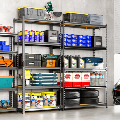 LEVELEVE 5-Tier Storage Shelving Unit, Metal, for Garage, Kitchen, Laundry Room, Adjustable, 35" L x 16" W x 73" H, Rectangular, 4 Pack