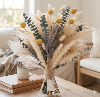 Dried Pampas Grass Bouquet – Boho Pampas Grass Decor for Home, Vase Fillers & Wedding — Natural Dried Flowers, Tall Pampas Grass for Floor Vase, Coastal, Scandinavian & Boho Room Decor (No Vase)