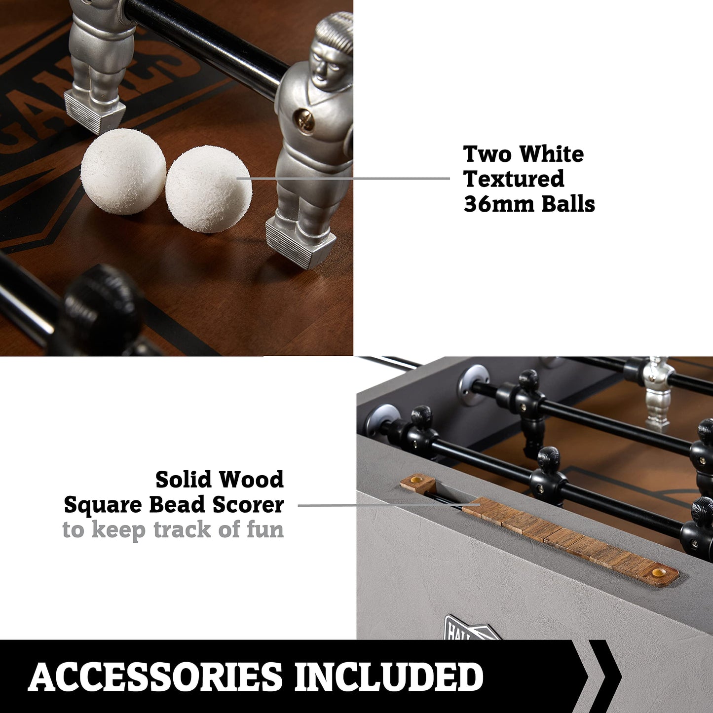 Hall of Games 56” Kinwood Foosball Table Competition Size, Durable and Stylish with Tabletop Sports Soccer Balls, Perfect for Family Game Rooms