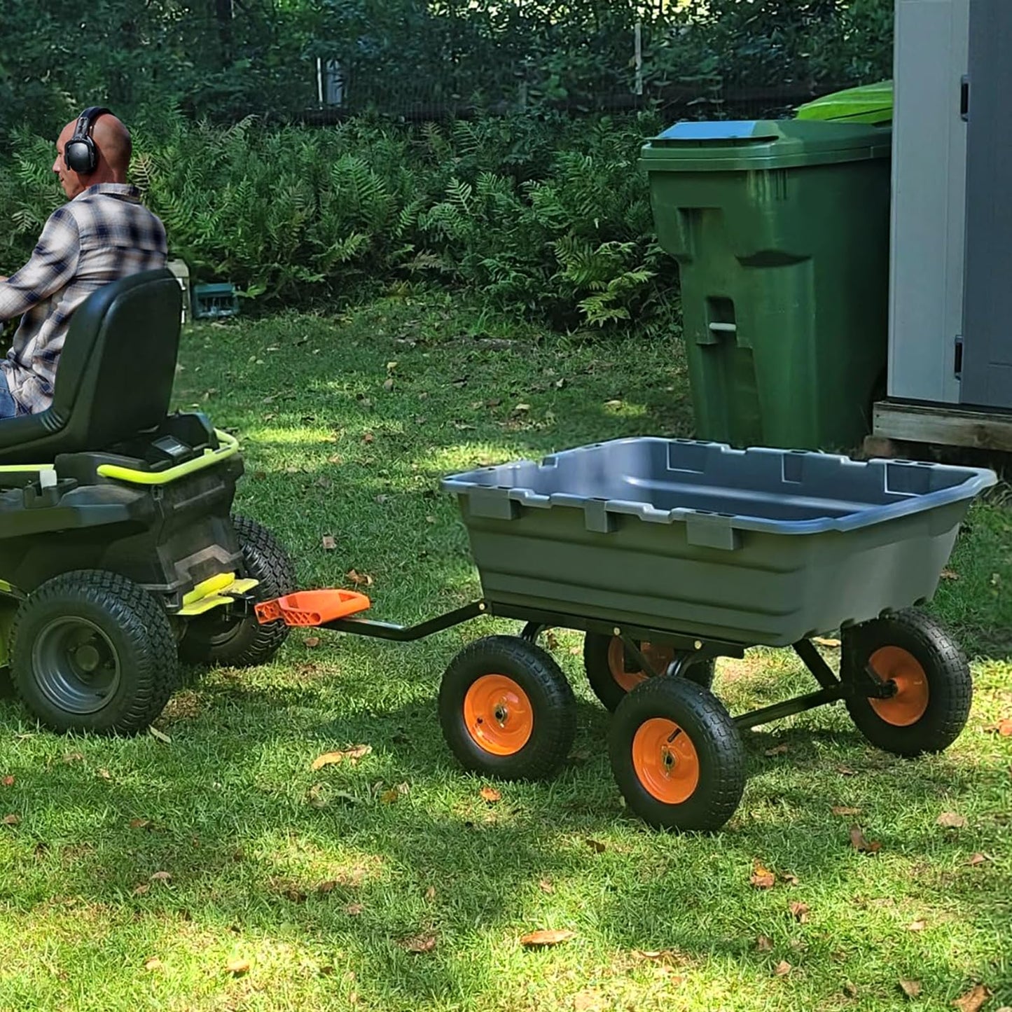 GarveeLife 800 LBS Poly Garden Dump Cart, Heavy-Duty Wheelbarrow with 10 in Tires, 180° Rotating Handle, Steel Frame and Quick Release System Garden Dump Cart for Soil Plants Gardening Tools Wood