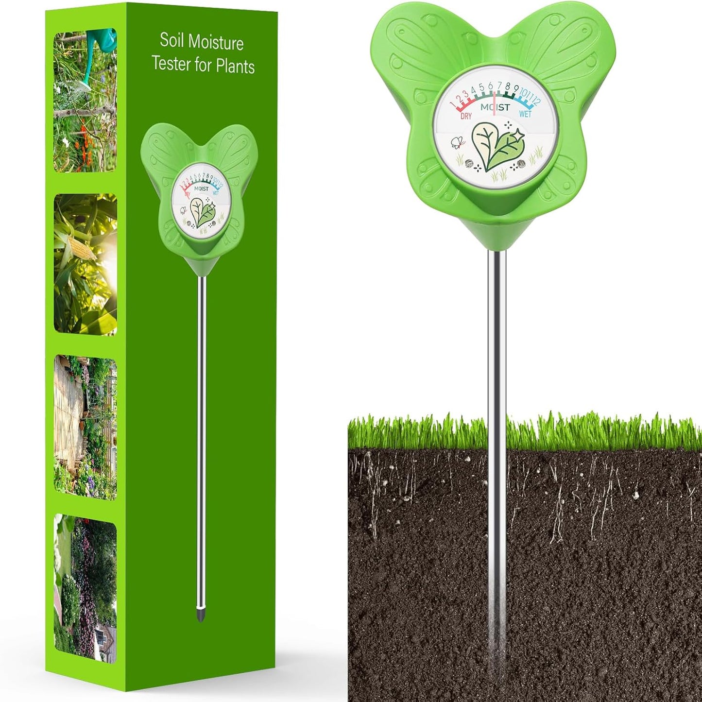 UNIWA Soil Moisture Meter - Essential Plant Water Monitor for Indoor & Outdoor Gardening | No Battery Required