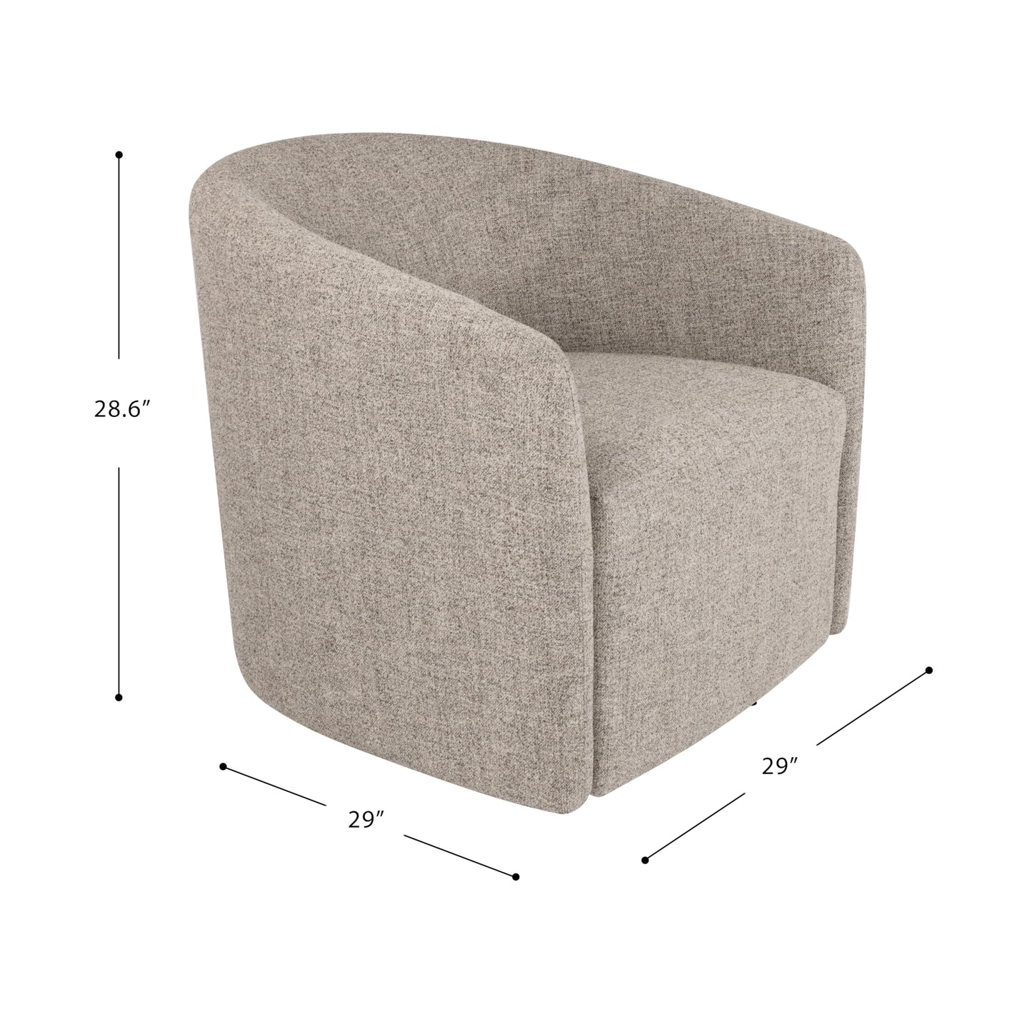 HomePop Upholstered Swivel Accent Chair, Modern Barrel Chair with 360° Swivel Base, Midtone Gray Fabric for Living Room, Bedroom, or Office