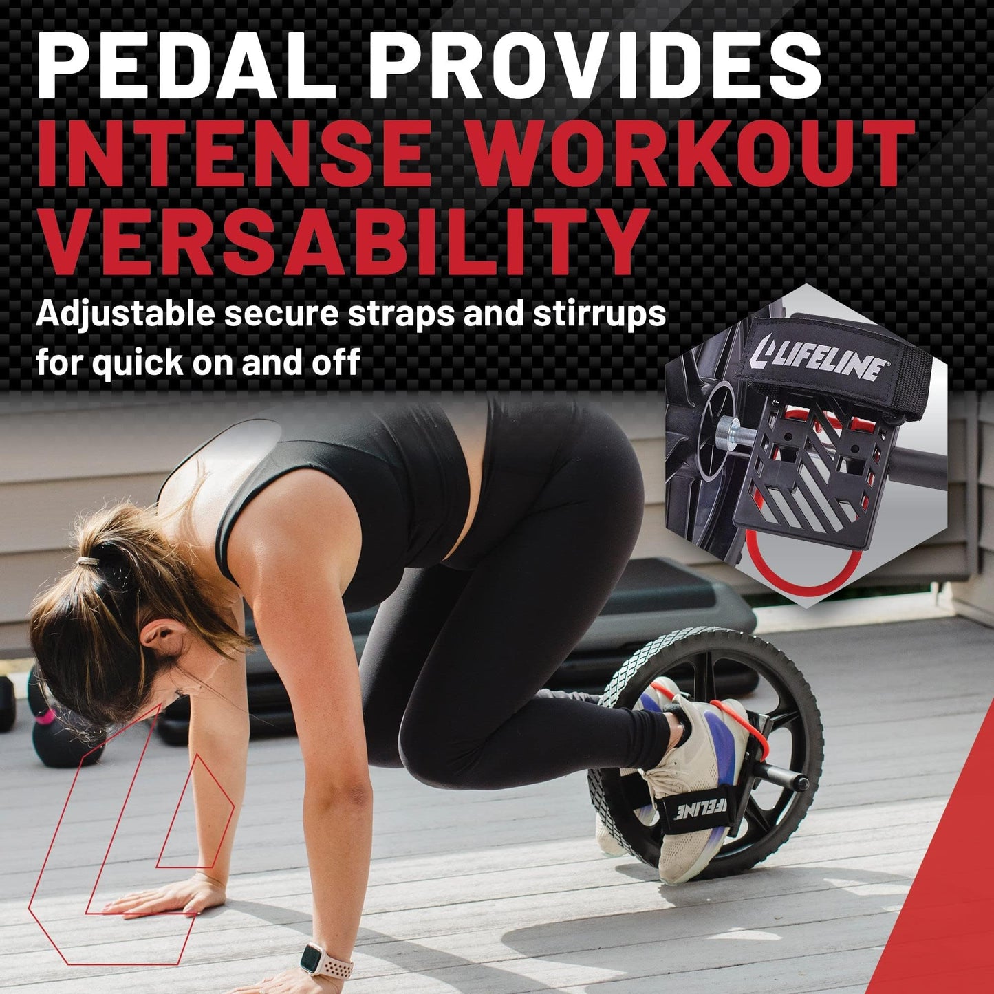 Lifeline Power Wheel for Full Body Functional Fitness - Strengthen Abs, Core, Lower & Upper Body with Foot Straps