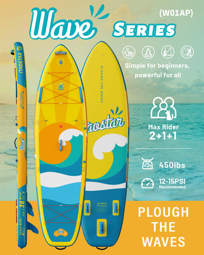 iTAOSTAR W01AP 36" Super Wide Paddle Board, More Fun Inflatable Paddleboard with 5 Fins for Better Balance, Stand Up Paddle Board with Premium SUP Accessories for Adults of All Skill Levels