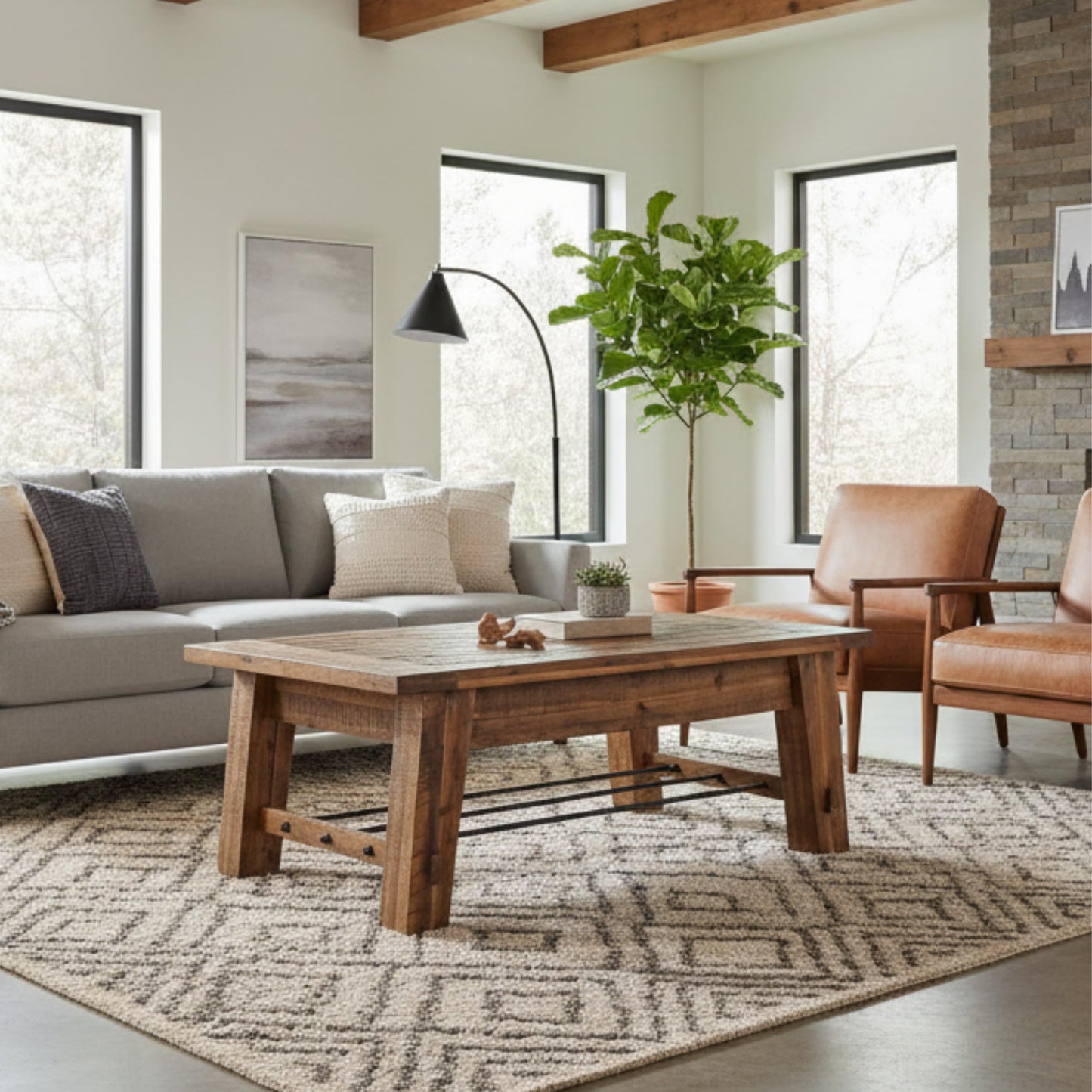 Alaterre Furniture Durango 48L Industrial Wood offee Table