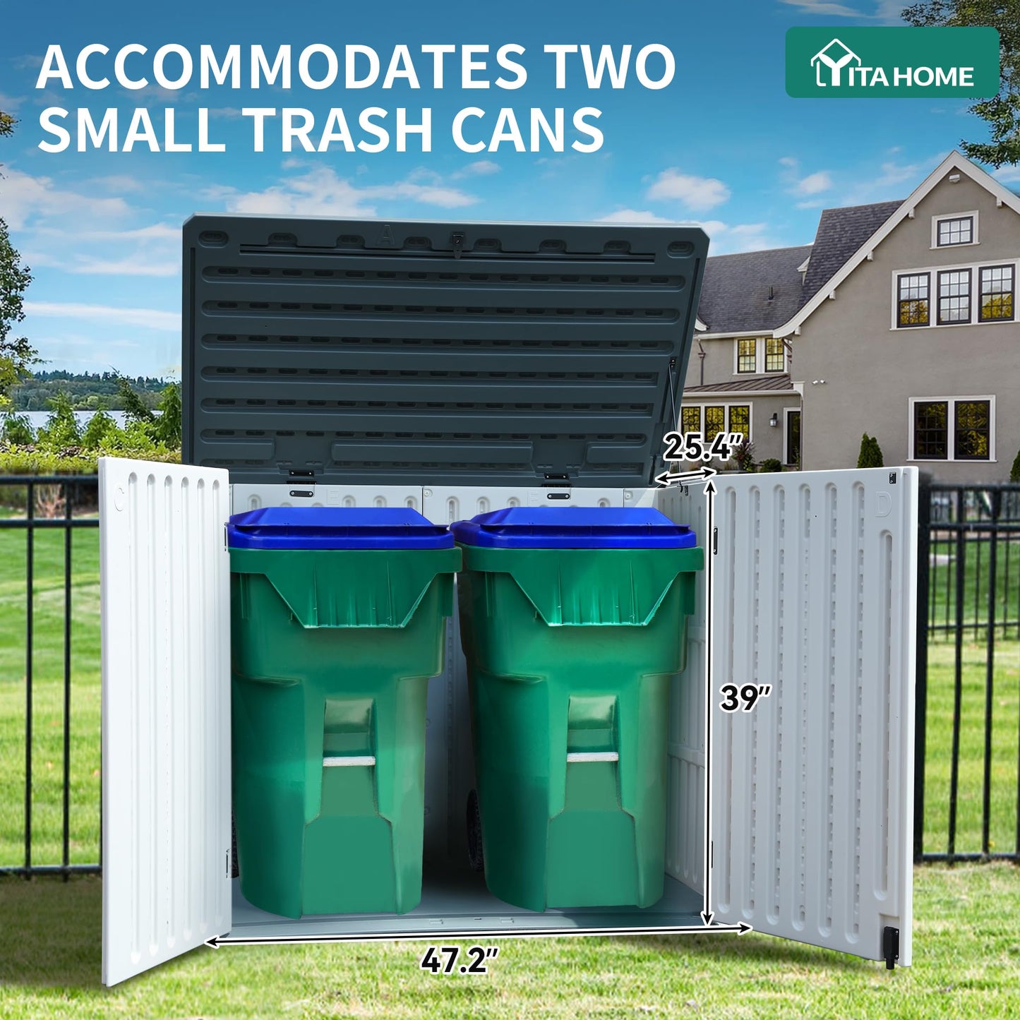 YITAHOME Outdoor Resin Storage Sheds, 39 in Height Lockable Waterproof Horizontal Shed w/o Shelf, Easy to Assemble Shed Storage for Garden Tools, Light Gray