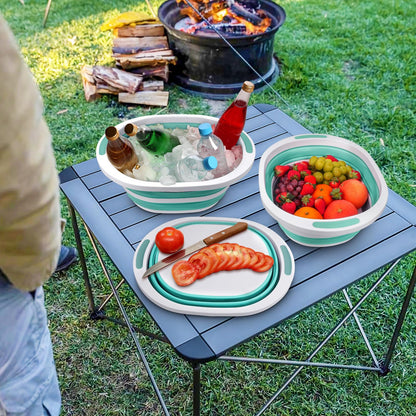 Collapsible Wash Basin, 7.5L Dish Tub Sink Basin Folding Dish Pans for Kitchen Sink, 2-in-1 Dishpan + Cutting Board, Portable Sink Dish Basin for Camping BBQ Prep Tub Washing Bin Bucket for Cleaning