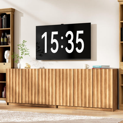 Now Mais Modern Buffet Cabinet with Storage, 94.5" Tall Fluted Arched Sideboard Cabinet w/Adjustable Shelves, Wooden Modular Coffee Bar for Dining Room, Kitchen, Living Room, Entryway, Natural