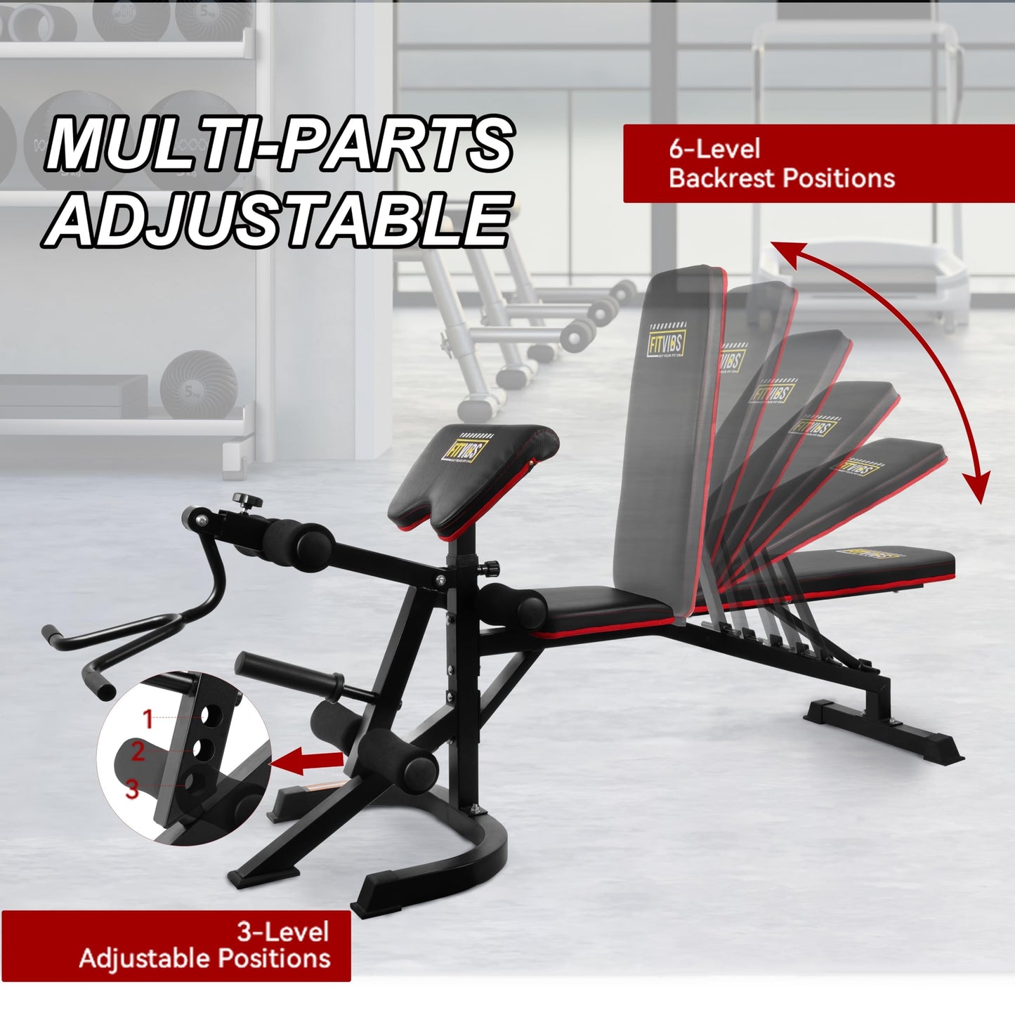 Fitvids Adjustable Weight Bench, Workout Bench for Home Gym, Adjustable 6 Position Utility Bench with Leg Extension and Preacher Pad, Leg Extension and Curl Machine, Multiple Styles