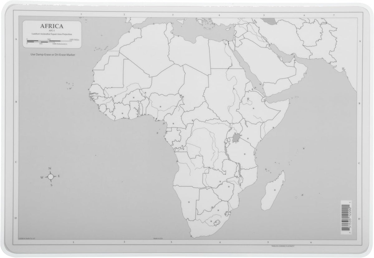 Painless Learning Africa Map Placemat - 12 x 17 1/2 inches
