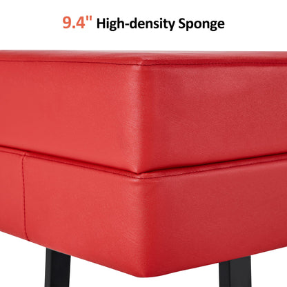 BarberPub Waiting Room Chairs, Heavy Duty Office Guest Reception Bench, Faux Leather Upholstered Lobby Chairs for Salon, Conference Room 7008 (Red)