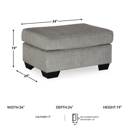 Signature Design by Ashley Altari Modern Rectangular Accent Ottoman, Light Gray
